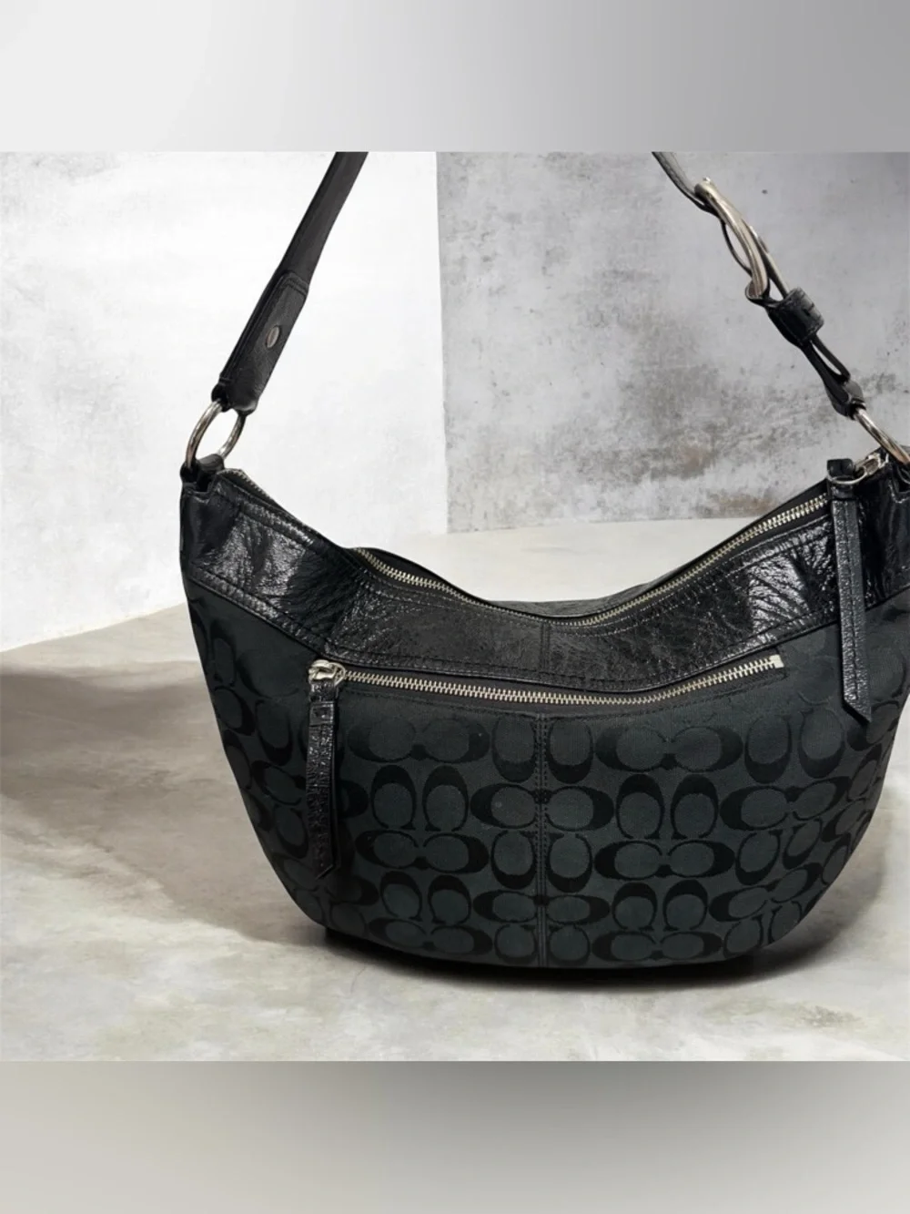 Coach Signature Black Boho Jacquard Canvas Handbag And Wallet - Picture 2 of 16